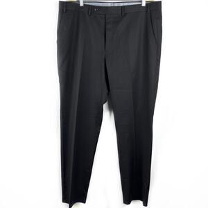 Van Heusen Black Pleated Straight Fit Trousers 40x32 Formal Dress Pants